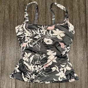 Athleta Aqualuxe Wildflower Ruched Tankini 34D-DD
